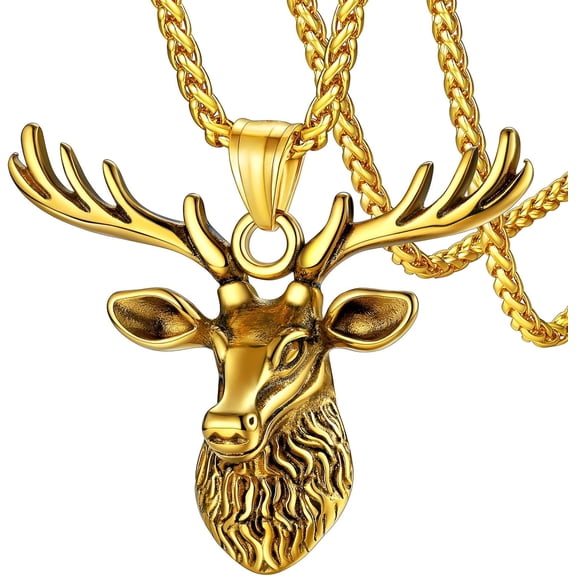 Antler Necklace For Women, Vintage Viking Deer Pendant Necklace, Stainless Steel Christmas Jewerly Gift With Delicate Box[Z4876]