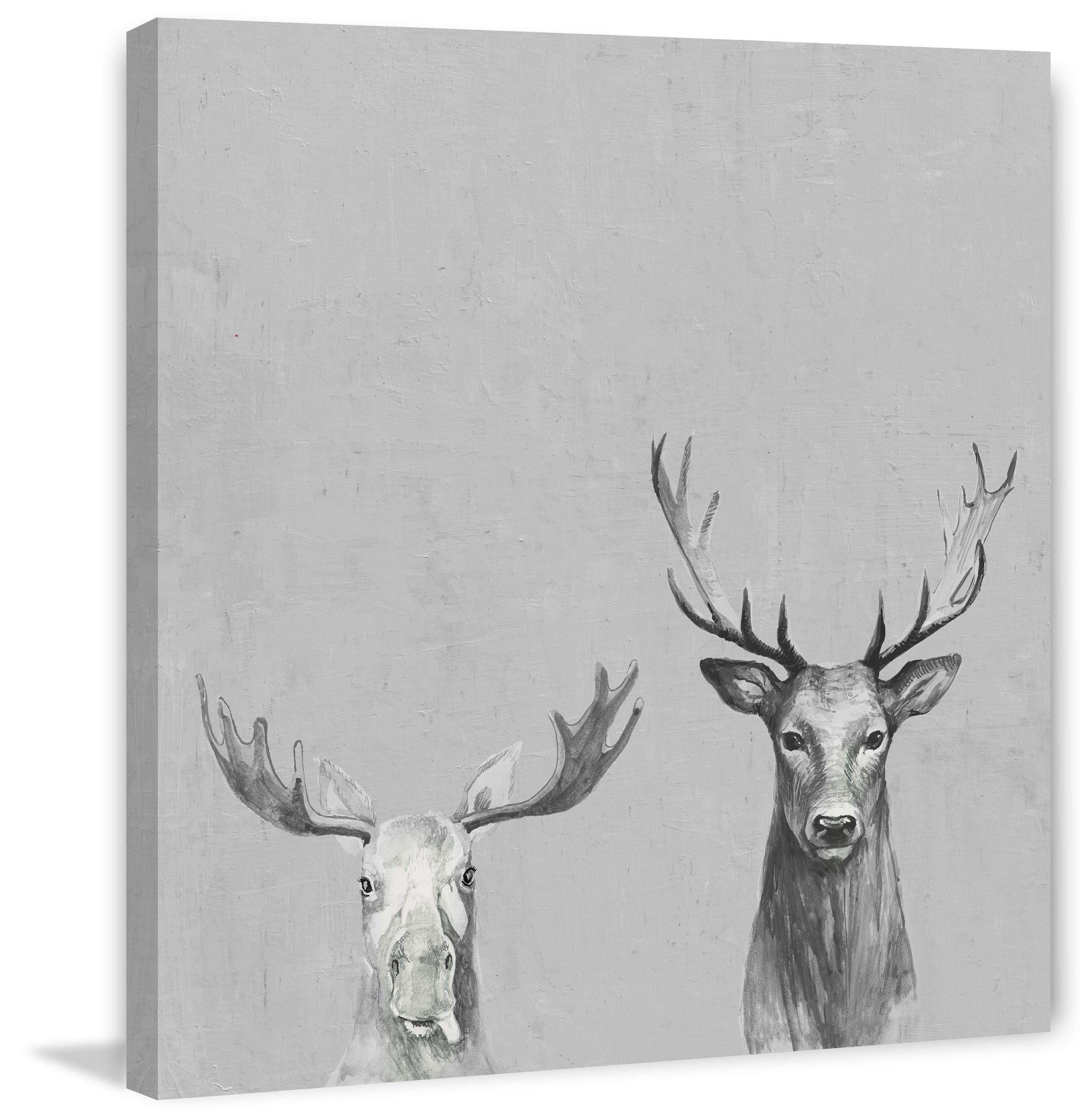 Antler Rules in Gray Painting Print on Wrapped Canvas