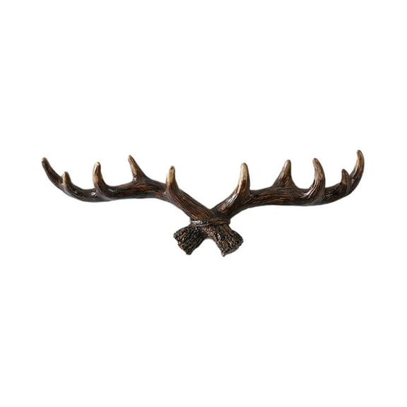 Antler Wall Hook Decorative Coat Hook Resin Key Holder, Vintage Rustic Wall Mounted Hanger with Clear Texture, Multifunctional Entryway Storage and Home Decor