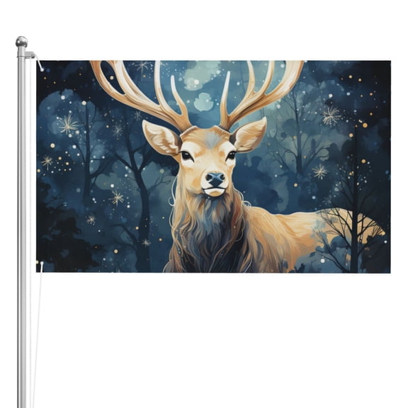 Antler Whitetail Deer Hunting Art Double Sided Flag 3x5FT Reversible Garden Flag Outdoor Decor for House, Porch, Lawn, Yard, Indoor Wall, Party Decoration