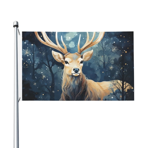 Antler Whitetail Deer Hunting Art Flag 3X5 Ft Garden Yard House Flags Banner Sign Outdoor Indoor Party Home Garden Decoration