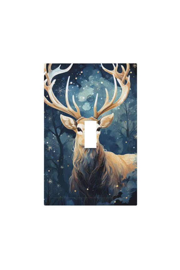 Antler Whitetail Deer Hunting Art Light Switch Cover Decorator Single Toggle Wall Plate 1-Gang Receptacle Outlet Decor