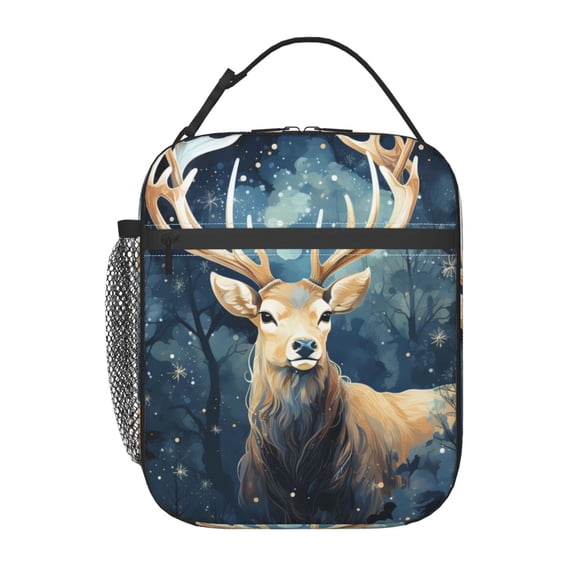 Antler Whitetail Deer Hunting Art Lunch Box Bag Insulated Lunchbox Reusable Tote Thermal Cooler Portable for Women Men
