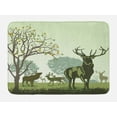 thumbnail image 1 of Antlers Bath Mat, Deer and Wildlife in Park World Natural Heritage Forest Areas Reindeer Nature Scene, Non-Slip Plush Mat Bathroom Kitchen Laundry Room Decor, 29.5 X 17.5 Inches, Green, Ambesonne, 1 of 2