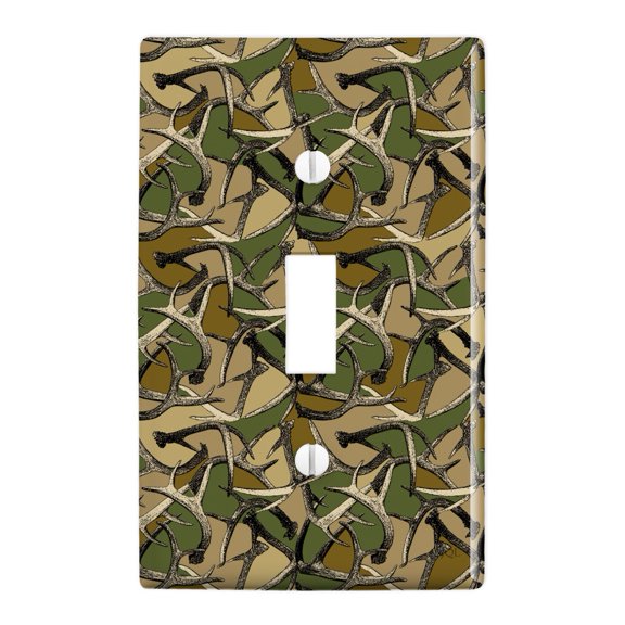 Antlers Camo Camouflage Hunting Hunter Plastic Wall Decor Toggle Light Switch Plate Cover
