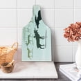 thumbnail image 1 of Antlers Cutting Board, Elk Deer and Fawn Silhouette Forest at the Background World Natural Habitat Theme, Tempered Glass Cutting and Serving Board, Wine Bottle Shape, Green Black, by Ambesonne, 1 of 1