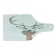 thumbnail image 1 of Antlers Cutting Board, Illustration of a Deer Wearing Scarf Knitted Neck Wintertime Cold December, Tempered Glass Cutting and Serving Board, Wine Bottle Shape, Redwood Grey White, by Ambesonne, 1 of 1