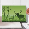 thumbnail image 1 of Antlers Cutting Board, Male Deer on a Meadow with Trees and Crow Bird Woodland Mist Rural Green Country Print, Decorative Tempered Glass Cutting and Serving Board, Large Size, Green, by Ambesonne, 1 of 5