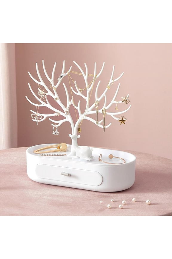 Antlers Jewelry Display Stand,Antler Jewelry Display Rack with Drawers,Jewelry Rack Tree Holder,Tree Tower Rack Hanging Organizer for Ring Earrings Necklace Bracelet,Deer Horn Tree Stand with Tray