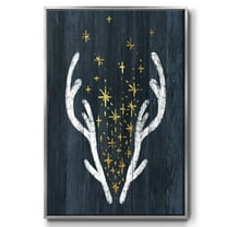 Antlers & Magic - Framed Gallery Wrapped Holiday Canvas - 17 x 25 - Silver Frame