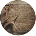 thumbnail image 1 of Antlers Mouse Pad for Computers, Deer Antlers on Wood Table Rustic Texture Surface Hunting Season Fall Gathering Art, Round Non-Slip Thick Rubber Modern Gaming Mousepad, 8" Round, Umber, 1 of 2