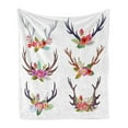 thumbnail image 1 of Antlers Soft Flannel Fleece Blanket, Deer Horns Bouquet Flowers Bloom Fun Springtime Garden Branches Work of Art Print, Cozy Plush for Indoor and Outdoor Use, 50" x 60", Multicolor, by Ambesonne, 1 of 5
