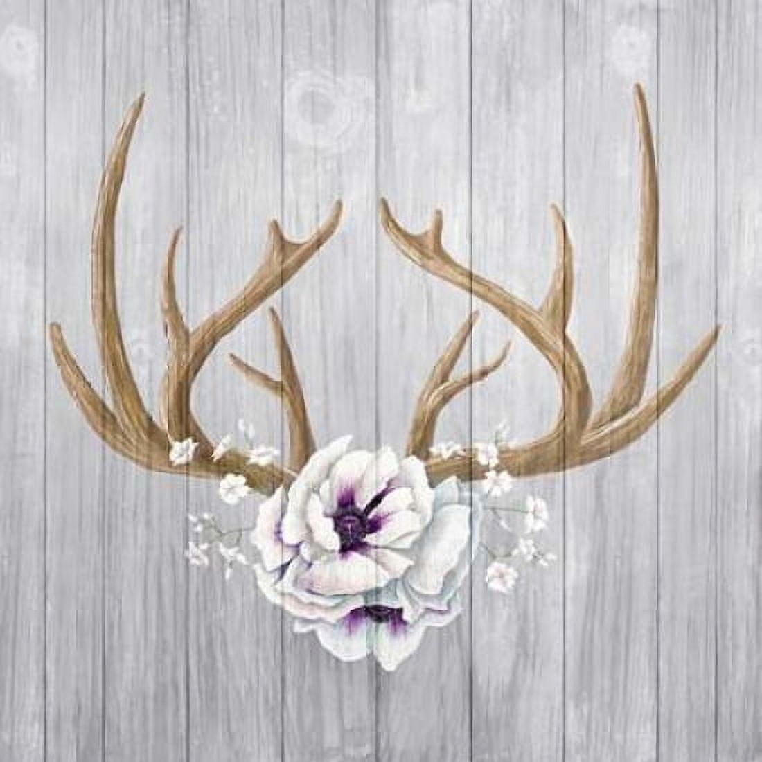 Antlers and Poppies II Sq Canvas Art - Elyse DeNeige (24 x 24)
