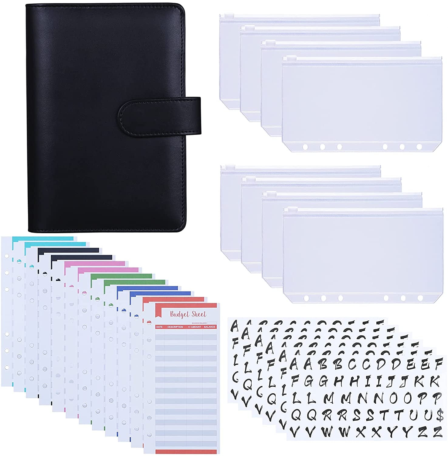 12PCS A6 Cash Envelopes Binder Budget Envelope System Wallet Loose