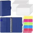thumbnail image 1 of Antner A6 6-Ring Binder Set, PU Leather Cover with 12 Zipper Cash Envelopes & 20 Stickers, Money Saving Organizer for Cash Stuffing, Navy Blue, 1 of 8