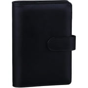 Antner A6 PU Leather Notebook Binder Refillable 6 Ring, Black