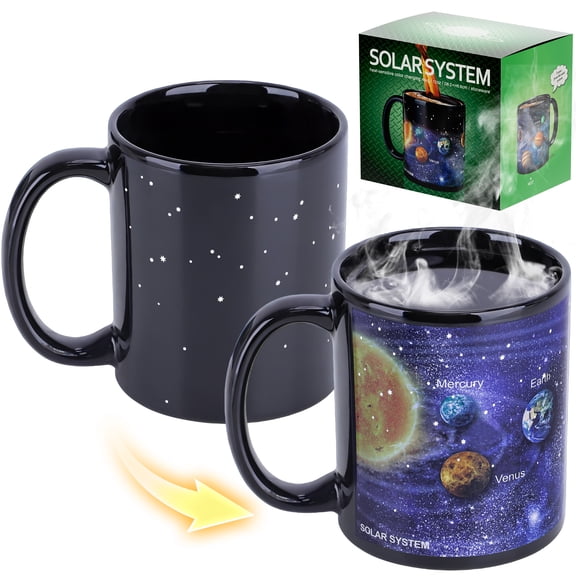 Antner 12oz Heat Changing Solar System Ceramic Coffee Mug, Magic Color Changing Cup Astronomy Gifts for Women & Men