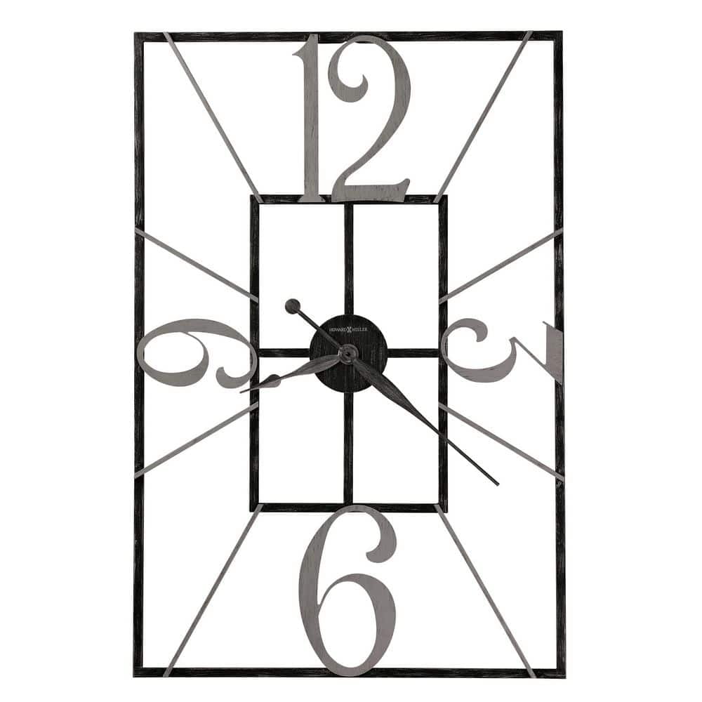 Oversized Gray Wrought Iron Rectangular Wall Clock