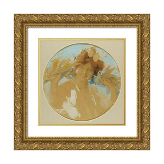 Antoine Calbet 15x15 Gold Ornate Wood Frame and Double Matted Museum Art Print Titled - The Day (Before 1906)