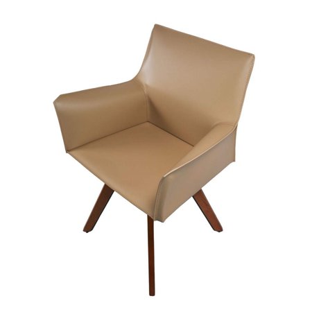 Aria Home Mid-Century Recycled Leather Armchair, Beige (Set of 1)