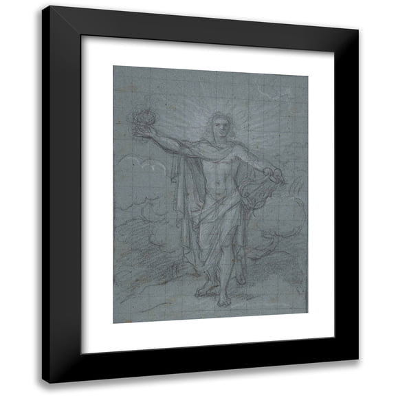 Antoine Coypel 19x24 Black Modern Framed Museum Art Print Titled - Standing Figure of Apollo