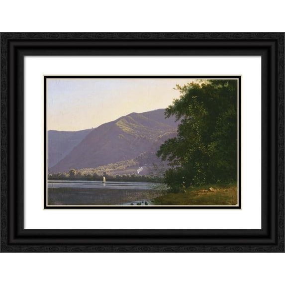 Antoine-Fèlix Boisselier 18x13 Black Ornate Wood Framed Double Matted Museum Art Print Titled - View of Lake Nemi