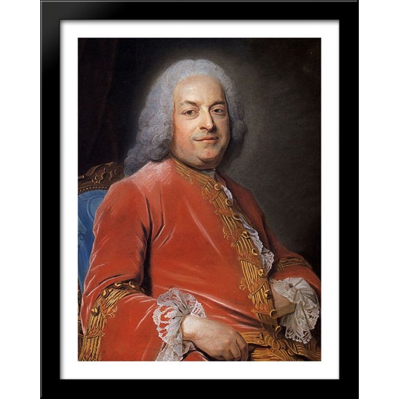 Antoine Gaspard Grimold de la Reyniere 28x34 Large Black Wood Framed Print Art by Maurice Quentin de La Tour