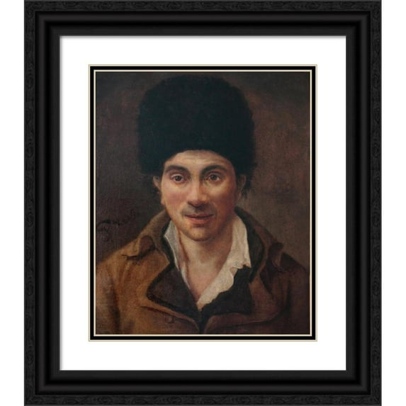 Antoine-Jean Gros 12x14 Black Ornate Wood Framed Double Matted Museum Art Print Titled: Presumed Portrait of Shoemaker Simon (1794-1795)