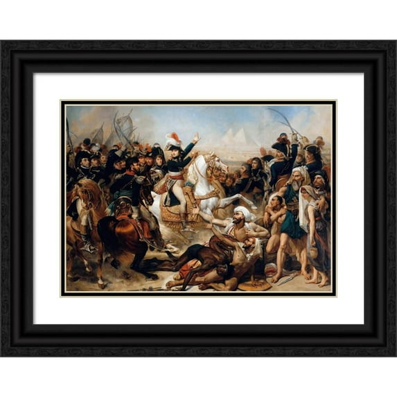 Antoine-Jean Gros 14x11 Black Ornate Wood Framed Double Matted Museum Art Print Titled: Battle of the Pyramids, July 21, 1798 (1810)