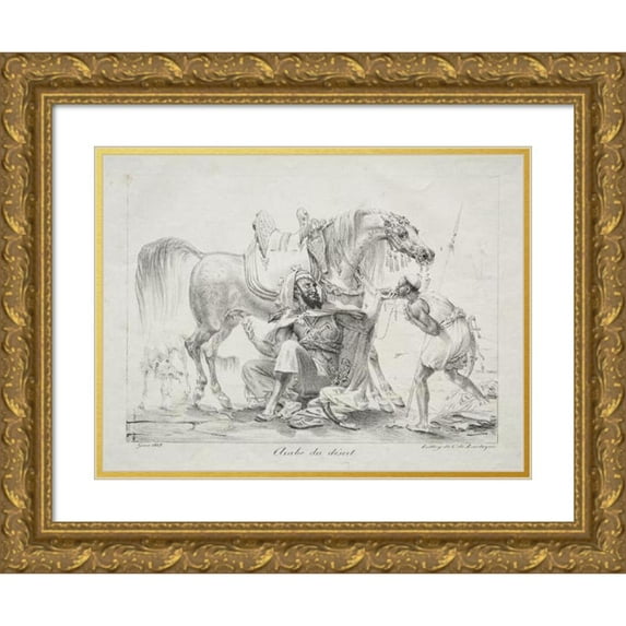 Antoine-Jean Gros 14x11 Gold Ornate Wood Frame and Double Matted Museum Art Print Titled - Arab of the Desert (1817)