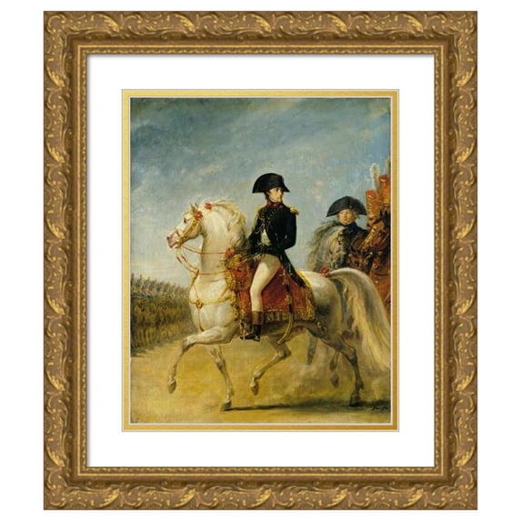 Antoine-Jean Gros 15x18 Gold Ornate Wood Frame and Double Matted Museum Art Print Titled - General Bonaparte Reviewing Troops (C. 1802)