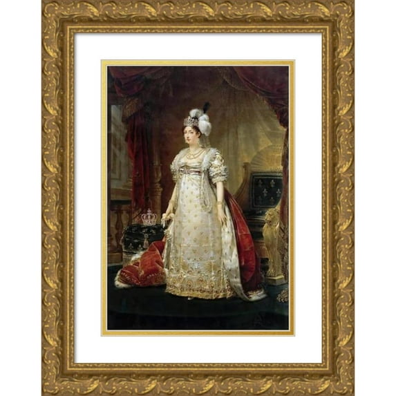 Antoine-Jean Gros 18x24 Gold Ornate Framed and Double Matted Museum Art Print Titled - Portrait of Marie Therese Charlotte of France, Duchess of Angouleme (1816)