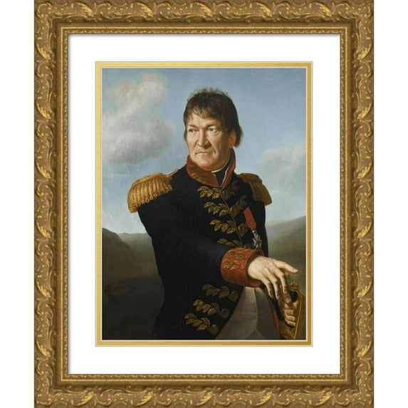 Antoine-Jean Gros 19x24 Gold Ornate Framed and Double Matted Museum Art Print Titled - Laborde Portrait of Baron Segoing