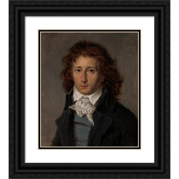 Antoine-Jean Gros 20x23 Black Ornate Framed Double Matted Museum Art Print Titled: Francois Gerard (1770-1837), Later Baron Gerard (ca. 1790)