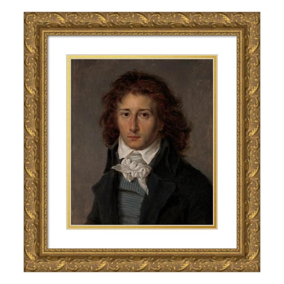 Antoine-Jean Gros 20x23 Gold Ornate Framed and Double Matted Museum Art Print Titled - Francois Gerard (1770-1837), Later Baron Gerard (ca. 1790)