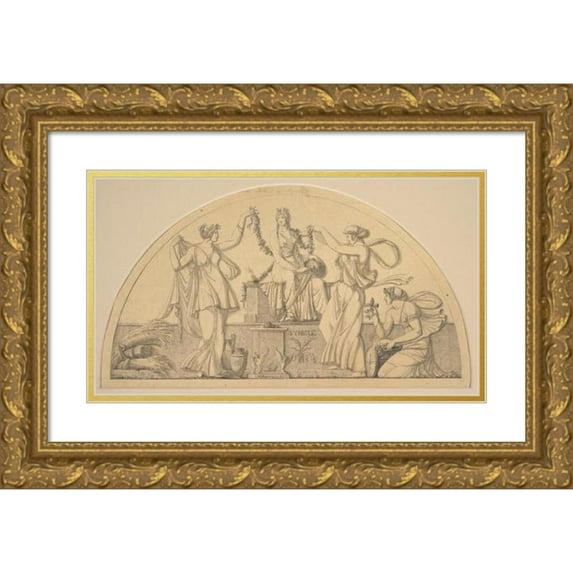 Antoine Léonard Du Pasquier 18x12 Gold Ornate Wood Frame and Double Matted Museum Art Print Titled - Cybele and Three Attendants (1801)