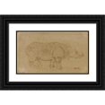 thumbnail image 1 of Antoine-Louis Barye 14x10 Black Ornate Wood Framed Double Matted Museum Art Print Titled: Rhinoceros (19th Century), 1 of 5