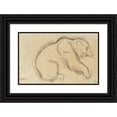 thumbnail image 1 of Antoine-Louis Barye 18x13 Black Ornate Wood Framed Double Matted Museum Art Print Titled - Bear Crouching (19th Century), 1 of 5