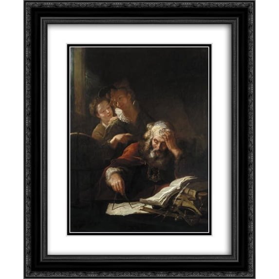 Antoine Pesne 2x Matted 20x24 Black Ornate Framed Art Print 'Geometrician'