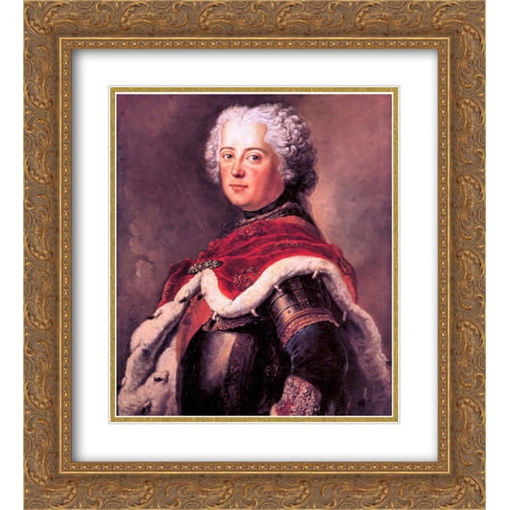 Antoine Pesne 2x Matted 20x24 Gold Ornate Framed Art Print 'Frederick the Great as Crown Prince'