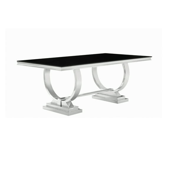 Antoine Rectangular Dining Table Chrome and Black Box 3