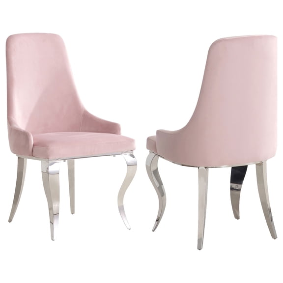 Antoine Velvet Upholstered Dining Side Chair Light Pink (Set of 2)