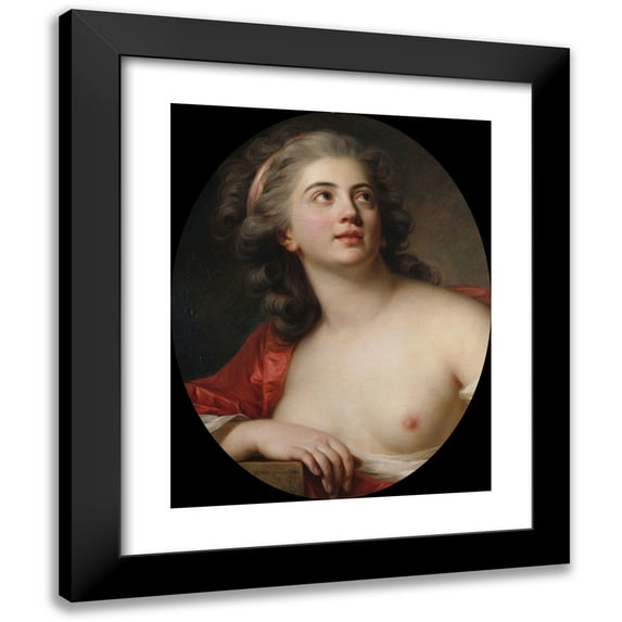 Antoine Vestier 15x18 Black Modern Framed Museum Art Print Titled - Bacchante's Head (1783)