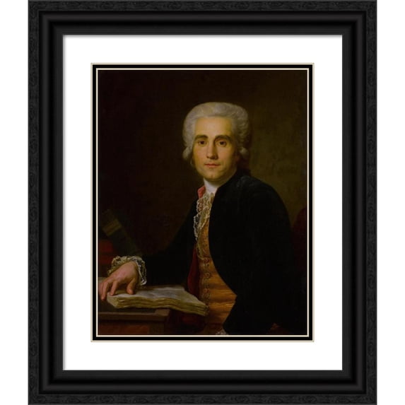 Antoine Vestier 15x18 Black Ornate Wood Framed Double Matted Museum Art Print Titled - Portrait of Dr. Jean-Louis Baudelocque