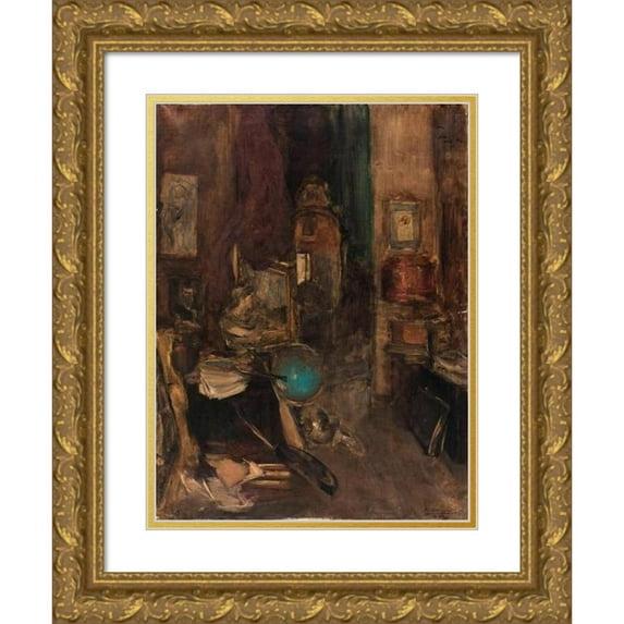 Antoine Vollon 12x14 Gold Ornate Wood Frame and Double Matted Museum Art Print Titled - Atelier Corner, Boulevard De Clichy (1872-1887)