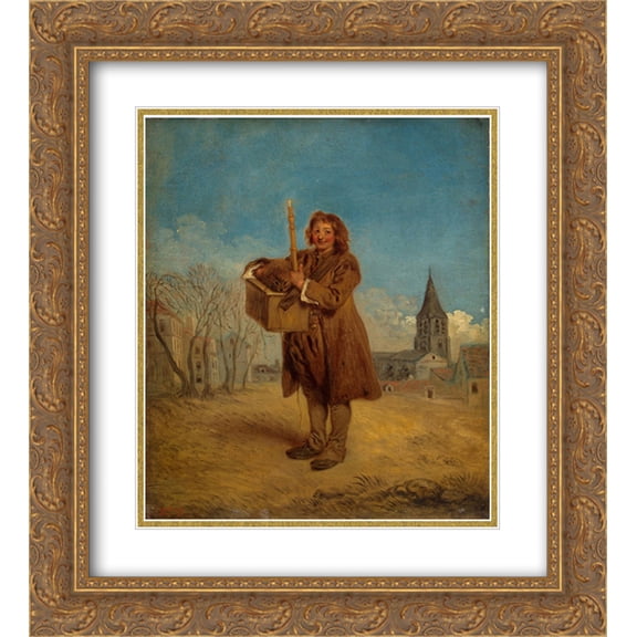 Antoine Watteau 2x Matted 20x24 Gold Ornate Framed Art Print 'Savoyard with a marmot'
