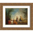 thumbnail image 1 of Antoine Watteau 2x Matted 24x20 Gold Ornate Framed Art Print 'An Embarrasing Proposal', 1 of 2