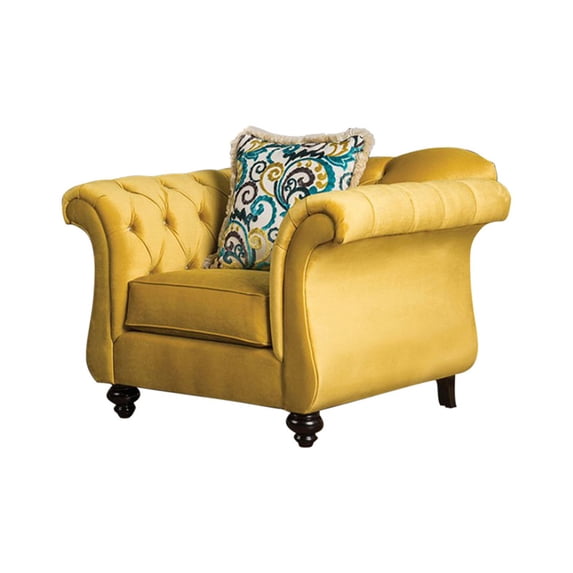 Antoinette Modern Victorian Chair, Royal Yellow