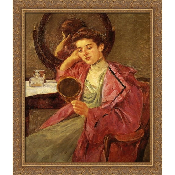 Antoinette at her dresser 28x34 Large Gold Ornate Wood Framed Canvas Art by Mary Cassatt