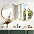 thumbnail image 1 of Antok 36"x20" Irregular Wall Mirror, Asymmetrical Metal Frame Bathroom Vanity Mirror, Gold, 1 of 7